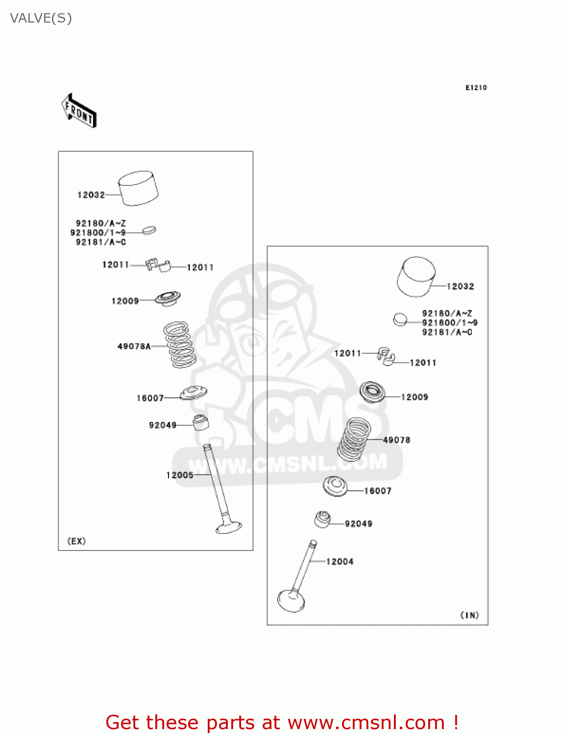 VALVE(S) ZX1000C1 NINJA ZX10R 2004 USA CALIFORNIA CANADA