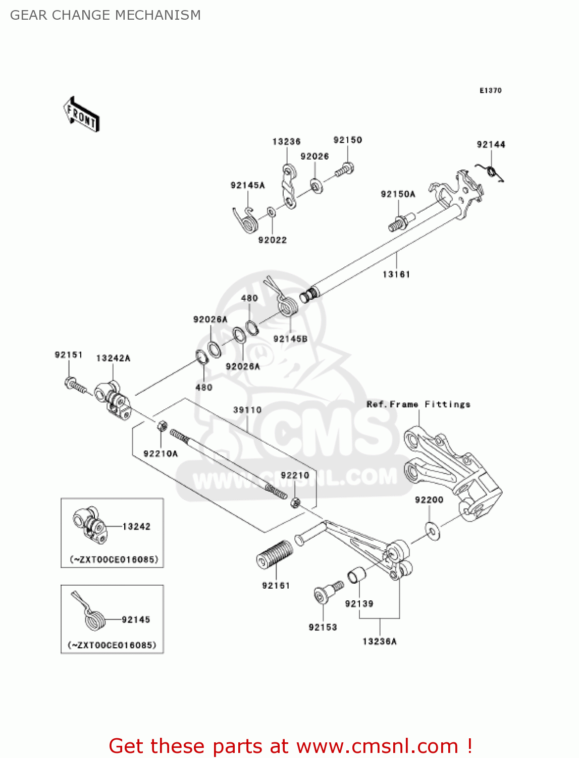 GEAR CHANGE MECHANISM ZX1000C1 NINJA ZX10R 2004 USA CALIFORNIA CANADA