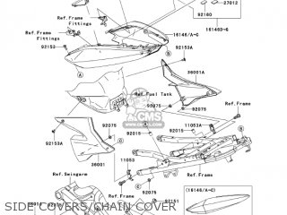 SIDE COVERS/CHAIN COVER - ZX1000C1 NINJA ZX10R 2004 USA CALIFORNIA CANADA