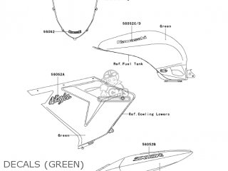 DECALS (GREEN) - ZX1000C1 NINJA ZX10R 2004 USA CALIFORNIA CANADA