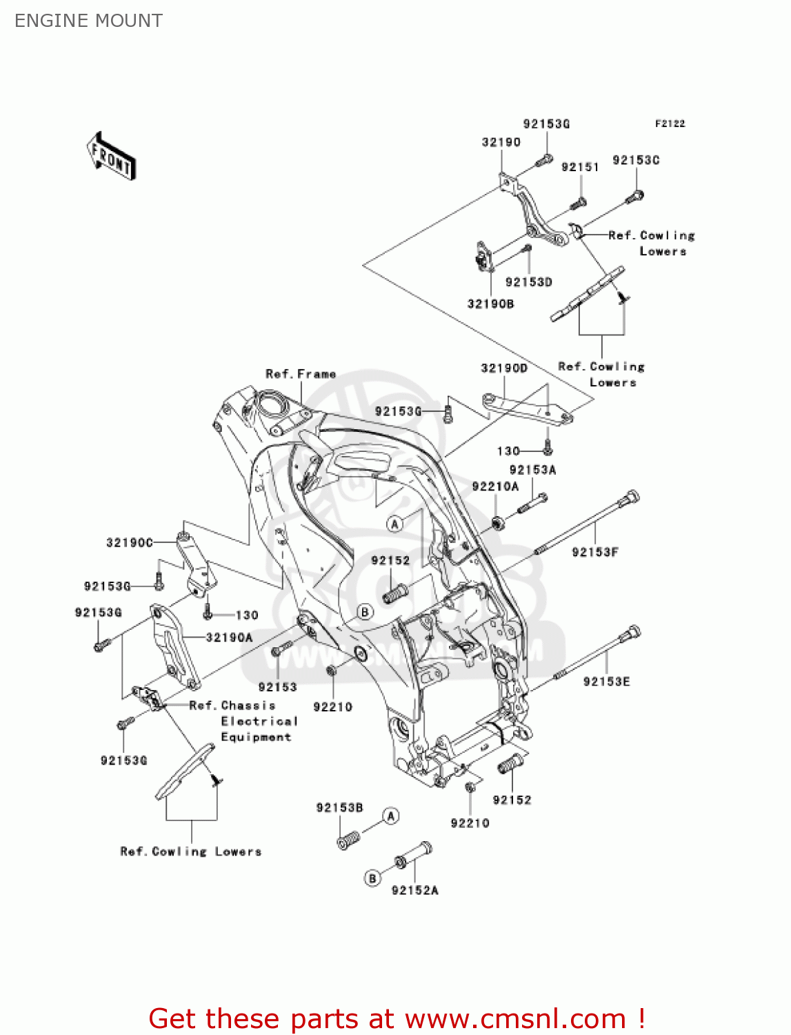 ENGINE MOUNT ZX1000C2 NINJA ZX10R 2005 USA CALIFORNIA CANADA