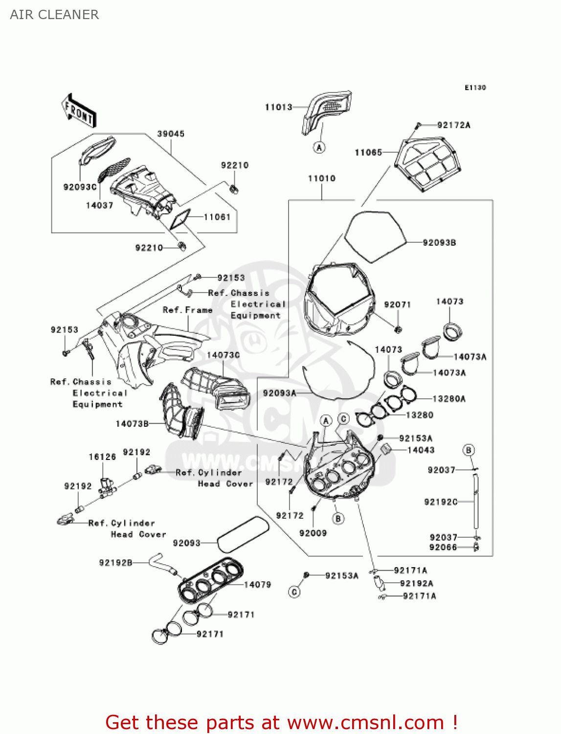 AIR CLEANER ZX1000C2 NINJA ZX10R 2005 USA CALIFORNIA CANADA