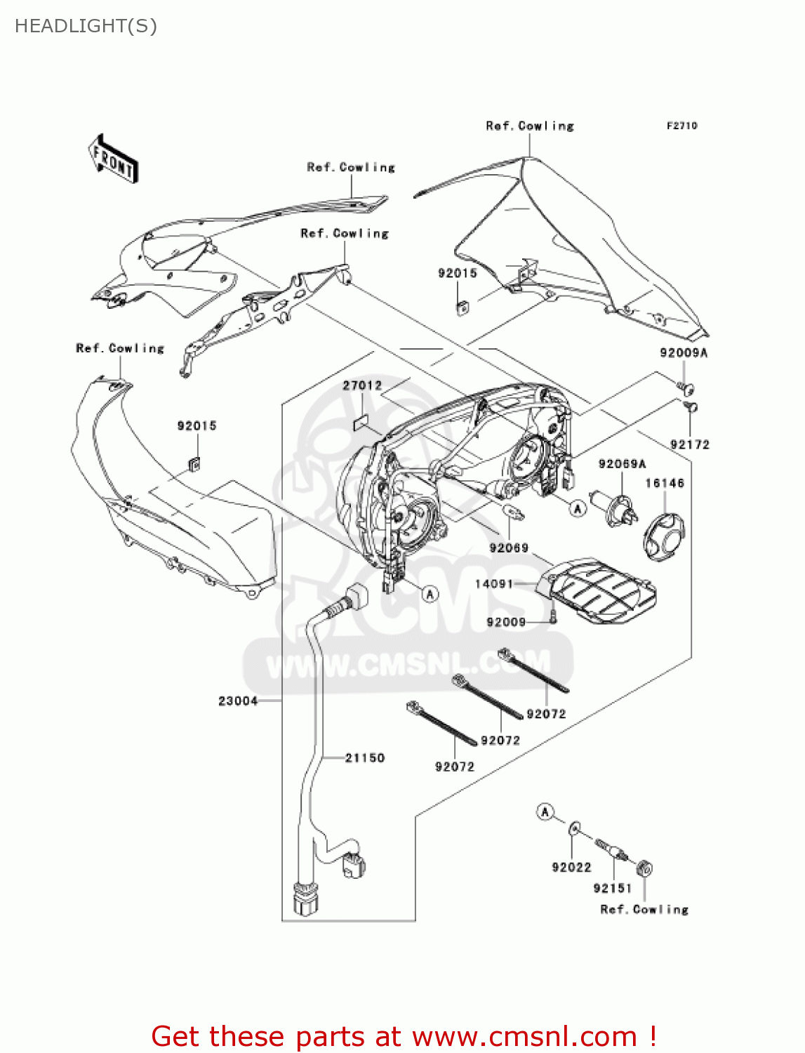 HEADLIGHT(S) ZX1000C2 NINJA ZX10R 2005 USA CALIFORNIA CANADA