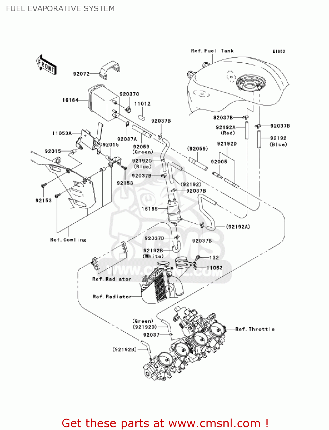 FUEL EVAPORATIVE SYSTEM ZX1000C2 NINJA ZX10R 2005 USA CALIFORNIA CANADA