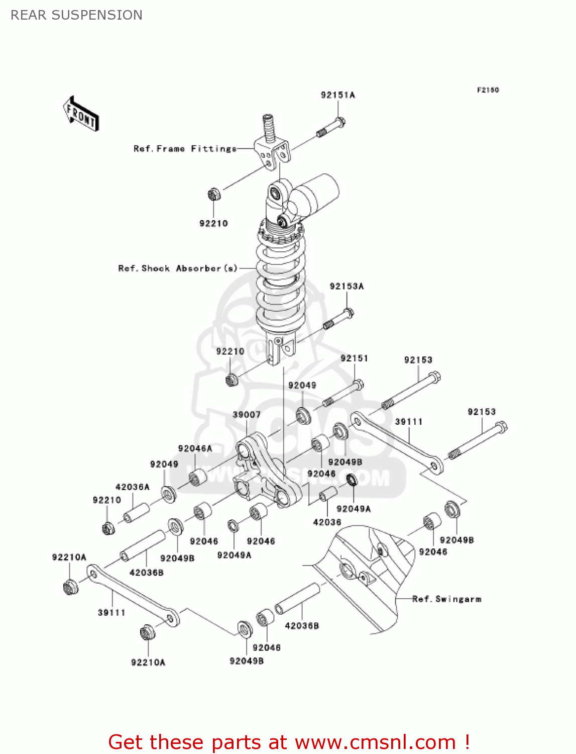 REAR SUSPENSION ZX1000C2 NINJA ZX10R 2005 USA CALIFORNIA CANADA