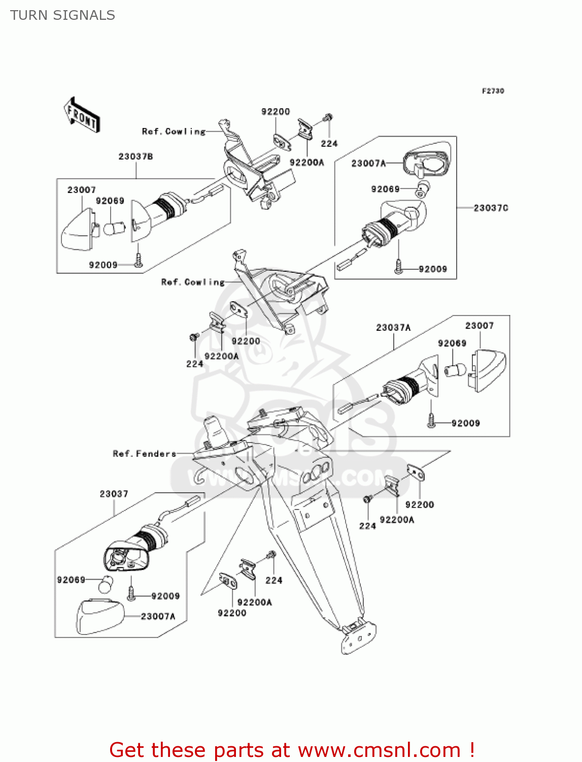 TURN SIGNALS ZX1000C2 NINJA ZX10R 2005 USA CALIFORNIA CANADA