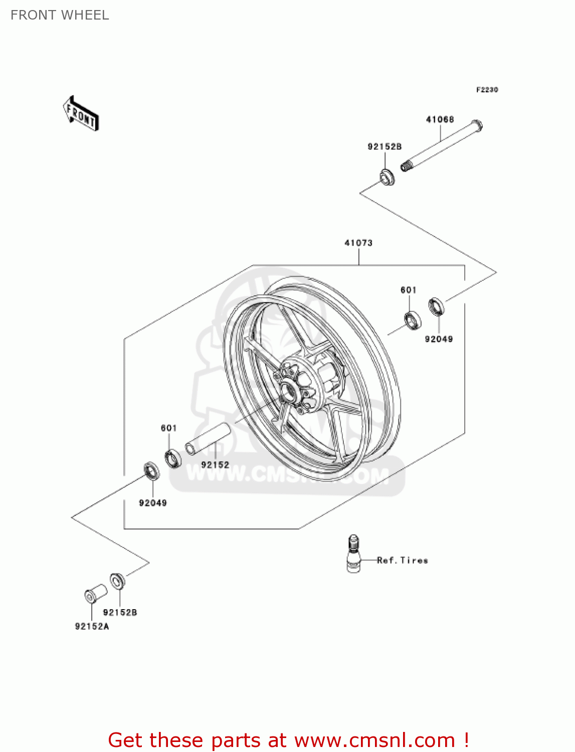 FRONT WHEEL ZX1000C2 NINJA ZX10R 2005 USA CALIFORNIA CANADA