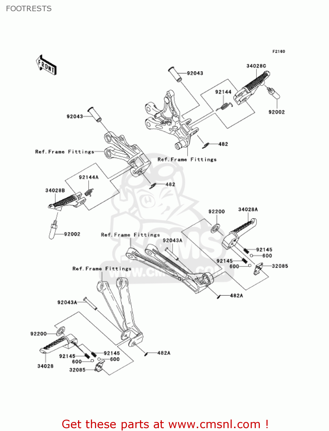 FOOTRESTS ZX1000C2 NINJA ZX10R 2005 USA CALIFORNIA CANADA