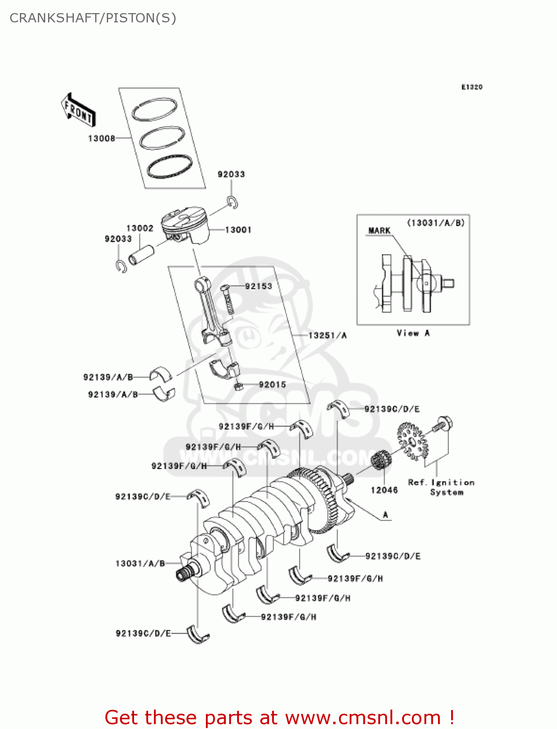 CRANKSHAFT/PISTON(S) ZX1000C2 NINJA ZX10R 2005 USA CALIFORNIA CANADA