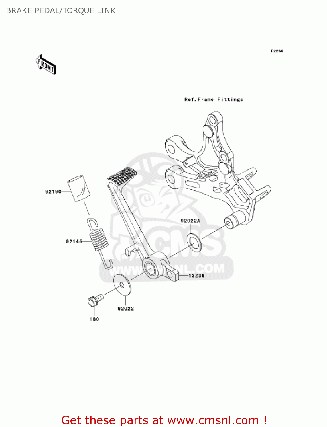 BRAKE PEDAL/TORQUE LINK ZX1000C2 NINJA ZX10R 2005 USA CALIFORNIA CANADA