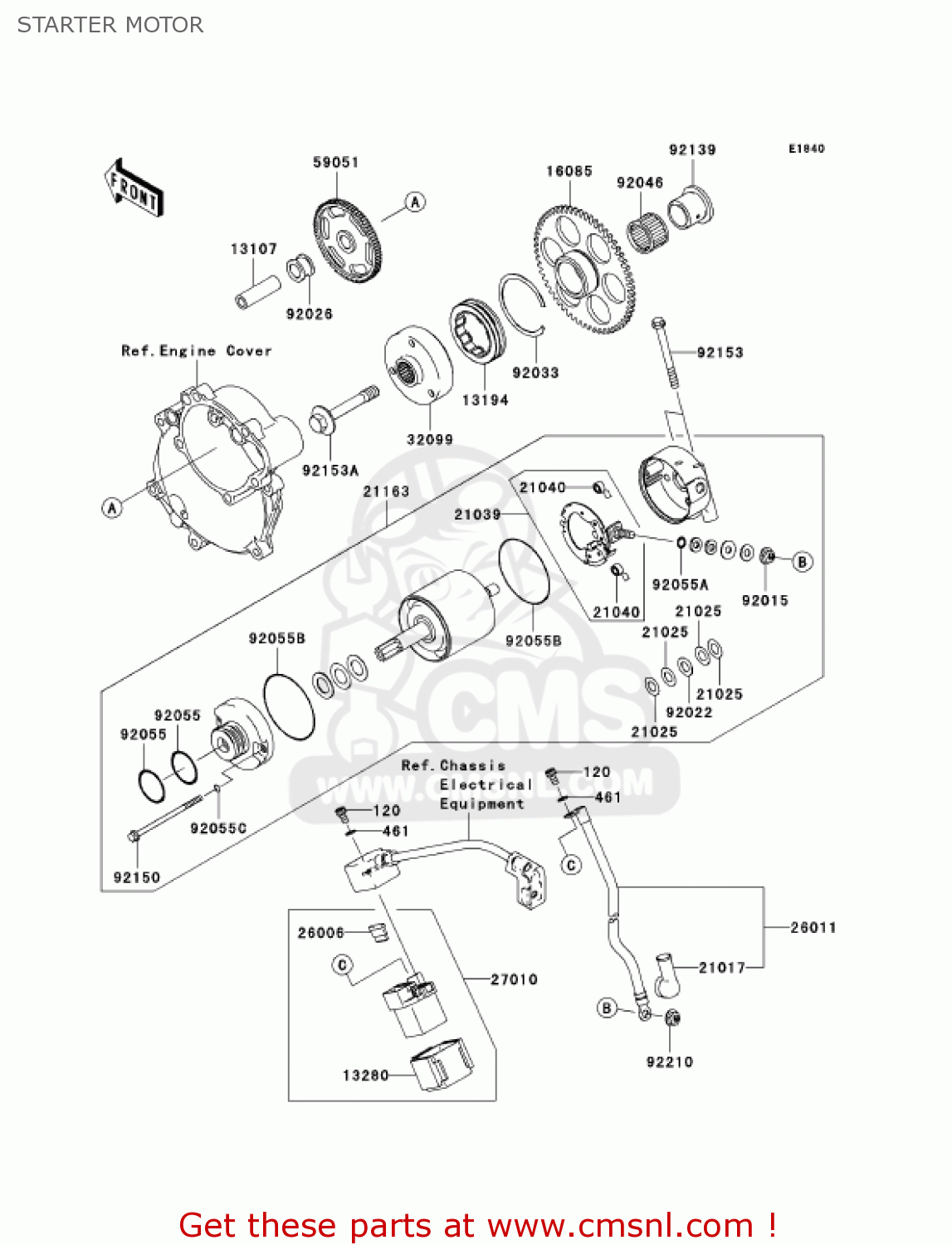 STARTER MOTOR ZX1000C2 NINJA ZX10R 2005 USA CALIFORNIA CANADA