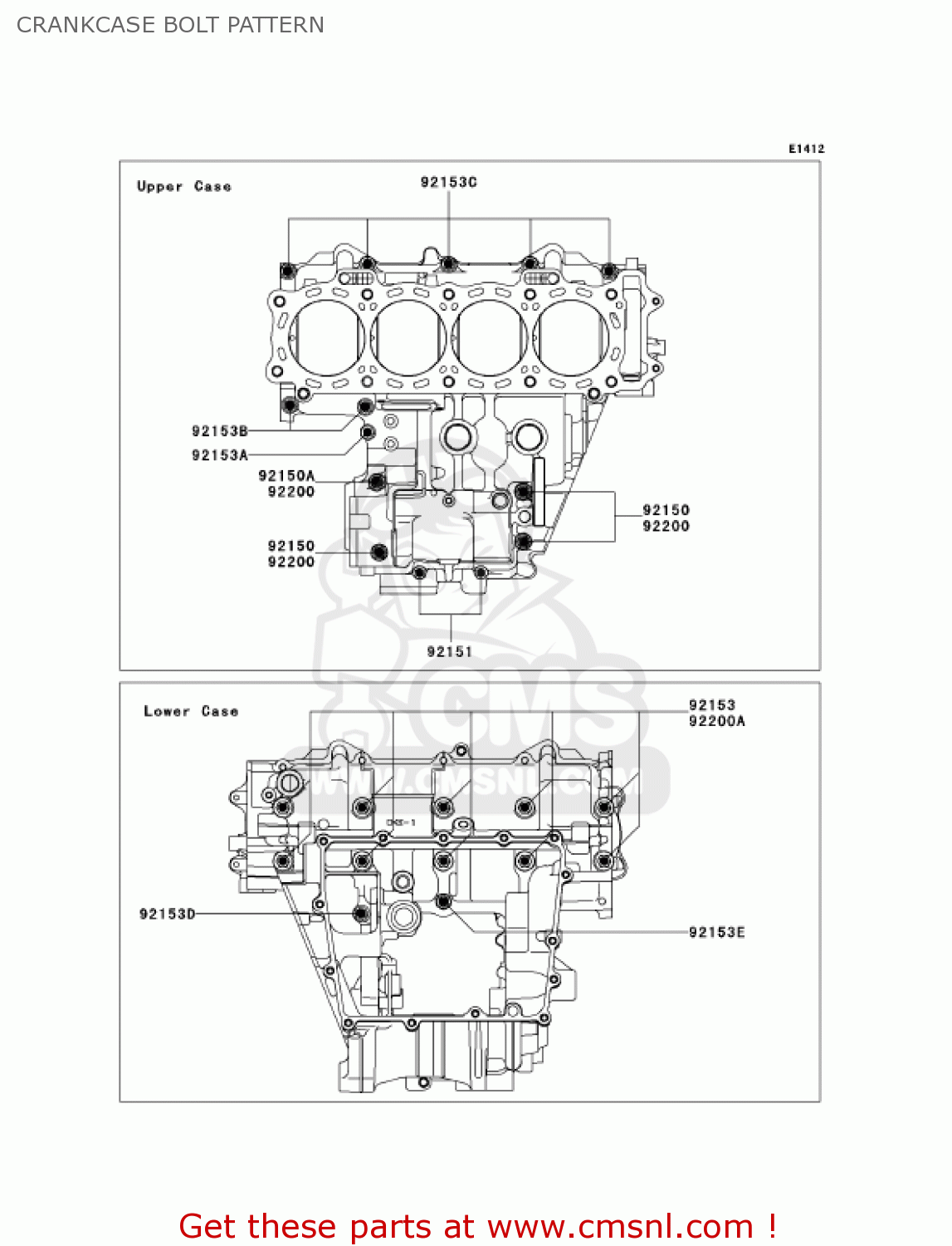 CRANKCASE BOLT PATTERN ZX1000C2 NINJA ZX10R 2005 USA CALIFORNIA CANADA