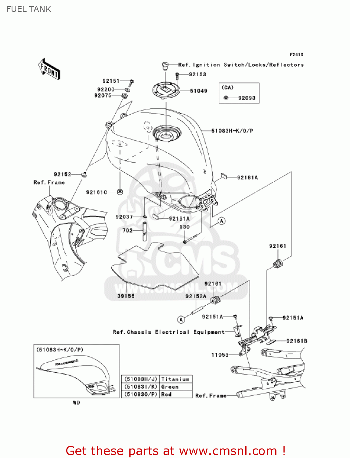 FUEL TANK ZX1000C2 NINJA ZX10R 2005 USA CALIFORNIA CANADA