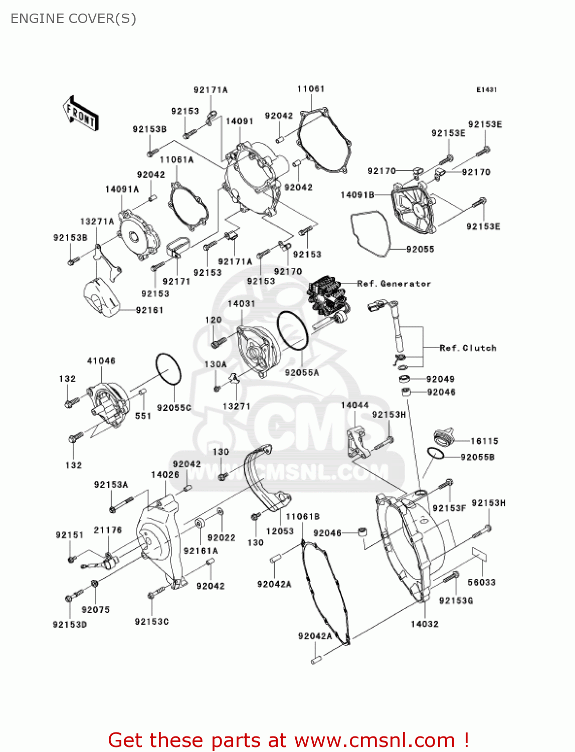 ENGINE COVER(S) ZX1000C2 NINJA ZX10R 2005 USA CALIFORNIA CANADA