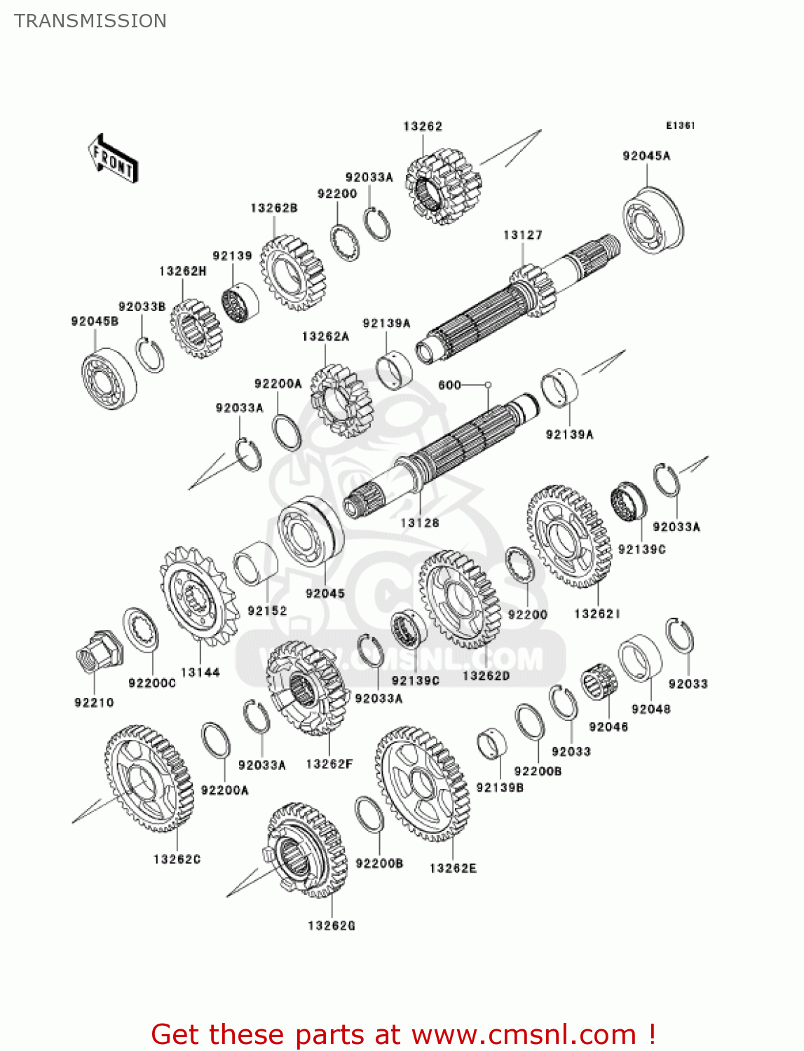 TRANSMISSION ZX1000C2 NINJA ZX10R 2005 USA CALIFORNIA CANADA