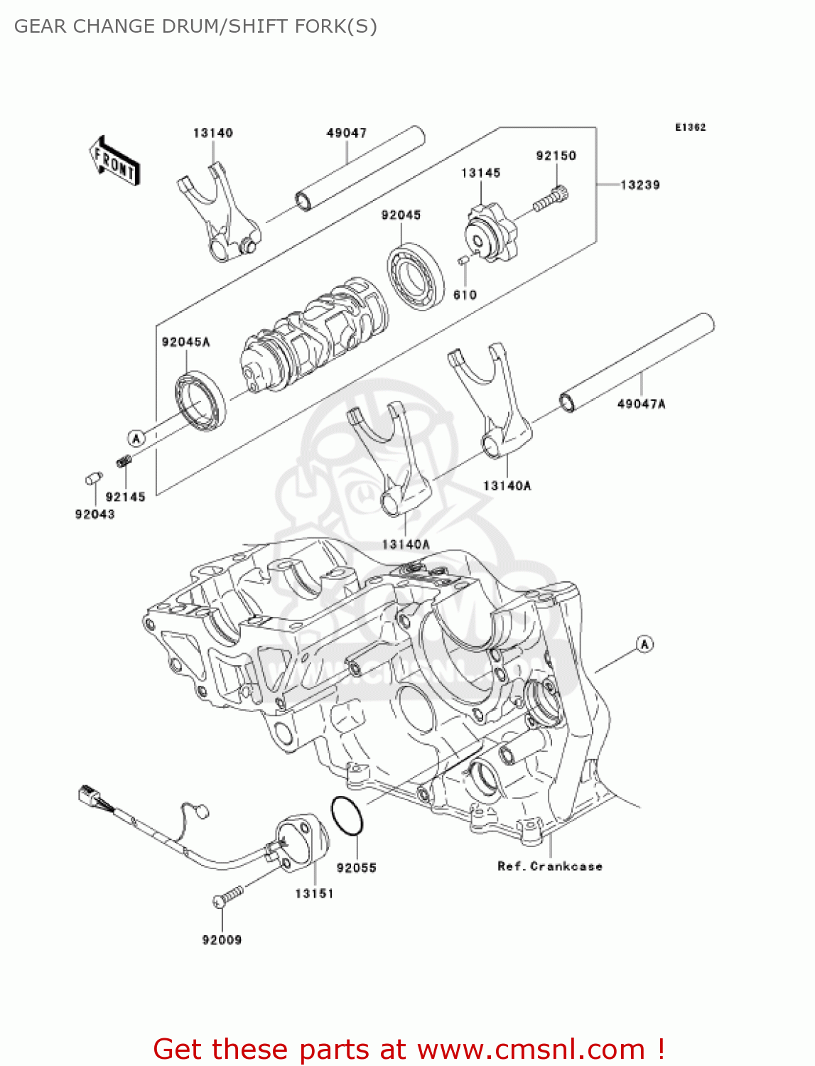 GEAR CHANGE DRUM/SHIFT FORK(S) ZX1000C2 NINJA ZX10R 2005 USA CALIFORNIA CANADA