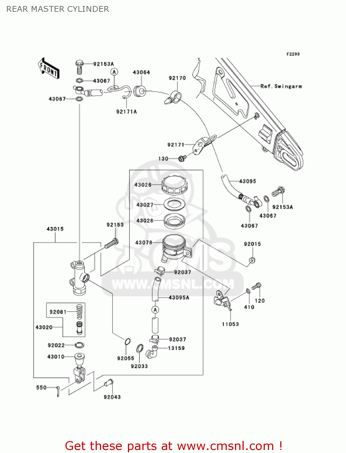 REAR MASTER CYLINDER ZX1000C2 NINJA ZX10R 2005 USA CALIFORNIA CANADA
