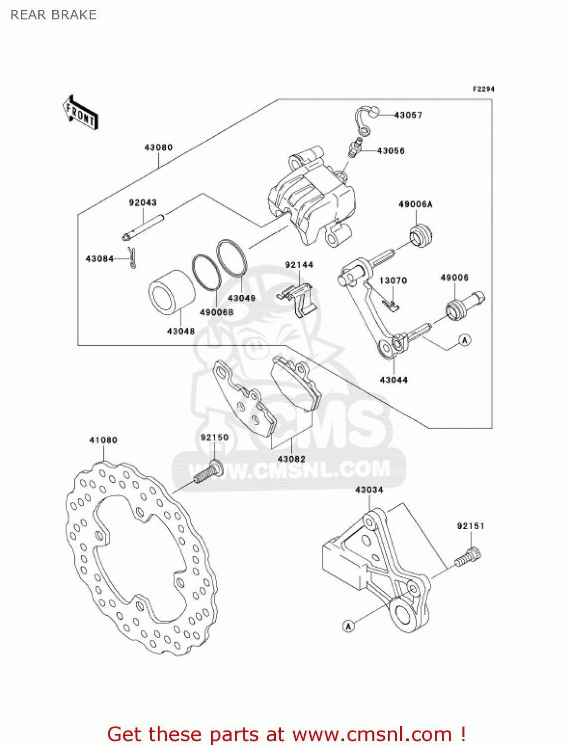 REAR BRAKE ZX1000C2 NINJA ZX10R 2005 USA CALIFORNIA CANADA