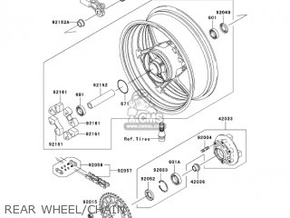 REAR WHEEL/CHAIN - ZX1000C2 NINJA ZX10R 2005 USA CALIFORNIA CANADA