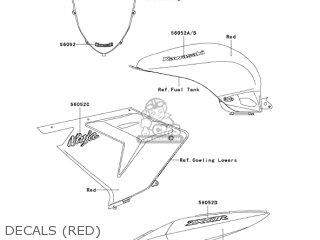 DECALS (RED) - ZX1000C2 NINJA ZX10R 2005 USA CALIFORNIA CANADA