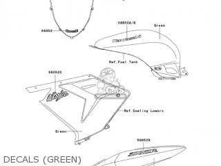 DECALS (GREEN) - ZX1000C2 NINJA ZX10R 2005 USA CALIFORNIA CANADA