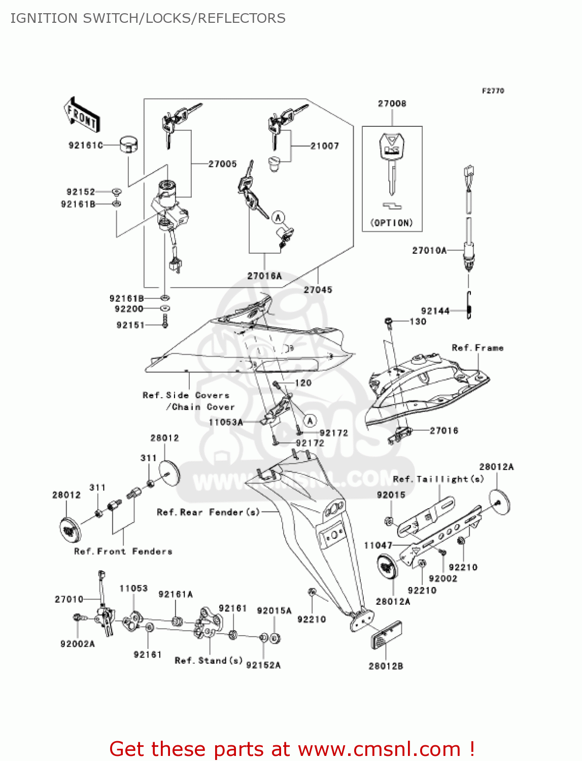 IGNITION SWITCH/LOCKS/REFLECTORS ZX1000D6F NINJA ZX10R 2006 USA CALIFORNIA CANADA