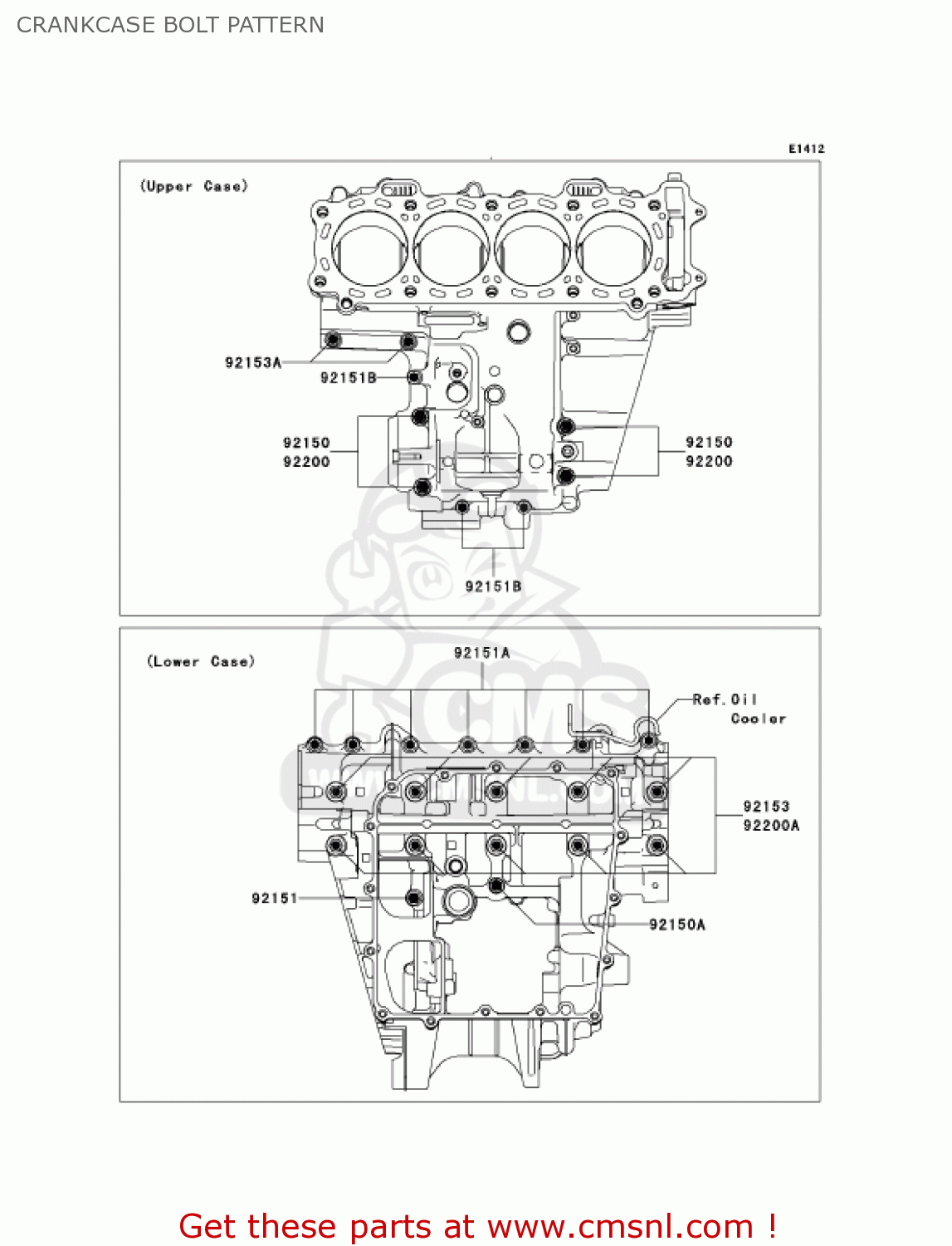 CRANKCASE BOLT PATTERN ZX1000D6F NINJA ZX10R 2006 USA CALIFORNIA CANADA