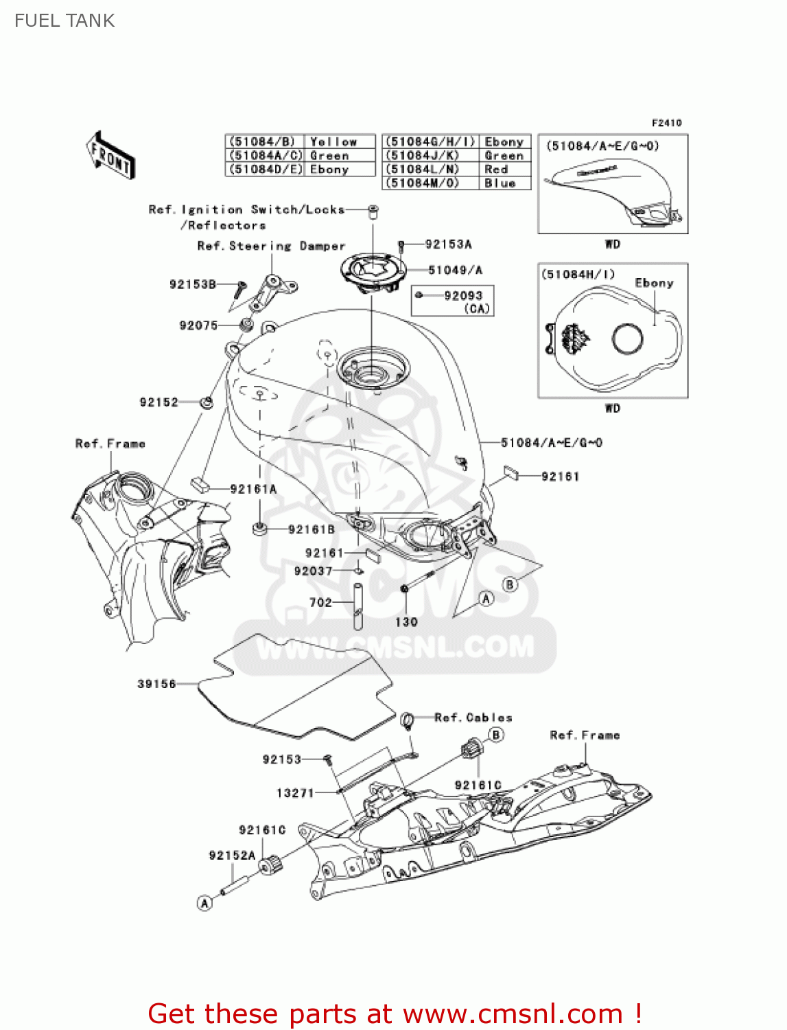 FUEL TANK ZX1000D6F NINJA ZX10R 2006 USA CALIFORNIA CANADA
