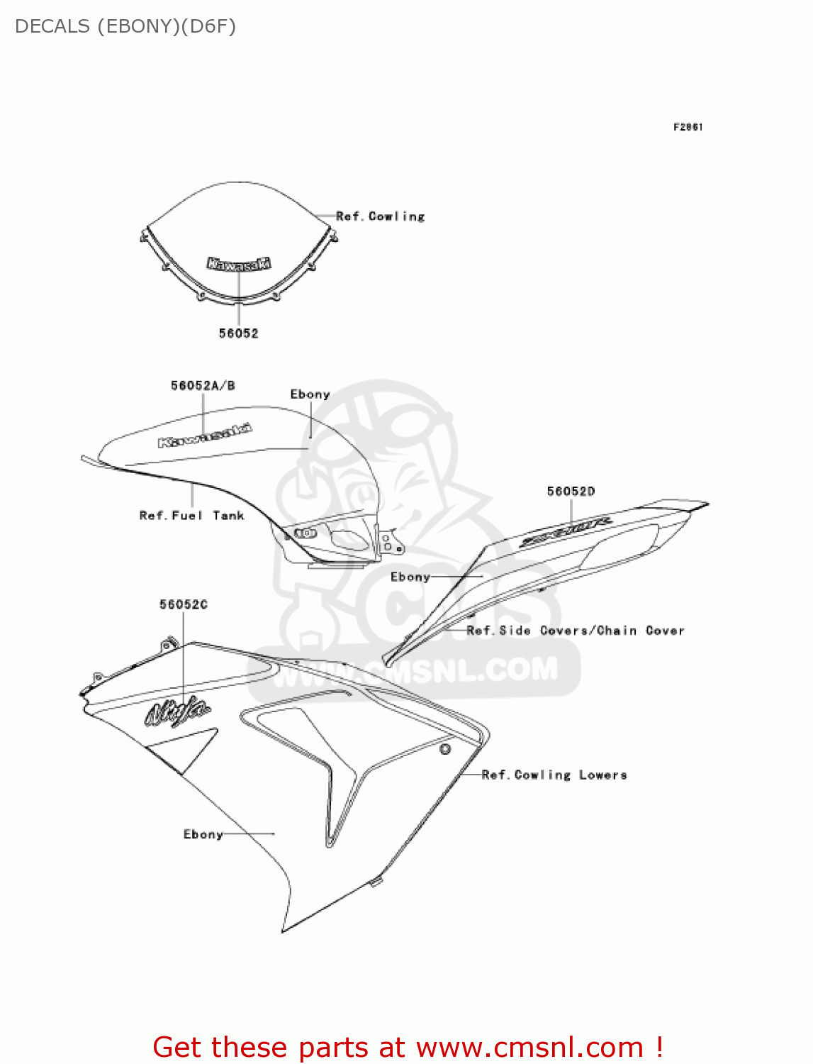 DECALS (EBONY)(D6F) ZX1000D6F NINJA ZX10R 2006 USA CALIFORNIA CANADA