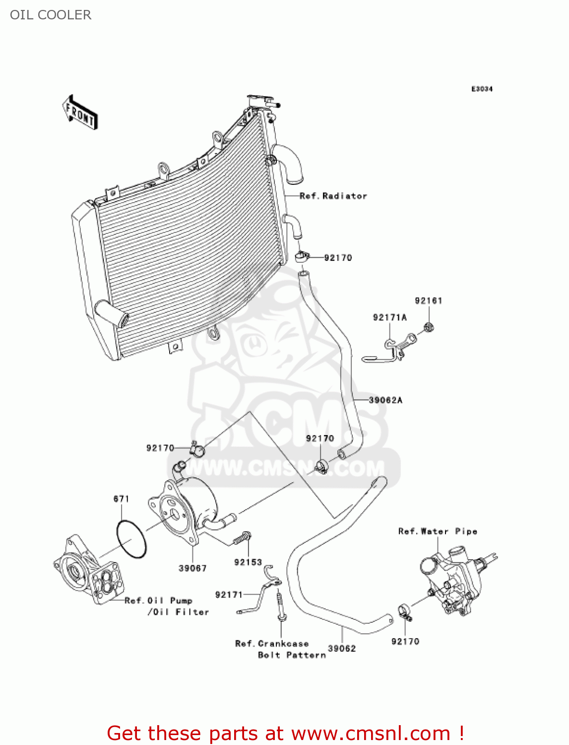 OIL COOLER ZX1000D6F NINJA ZX10R 2006 USA CALIFORNIA CANADA