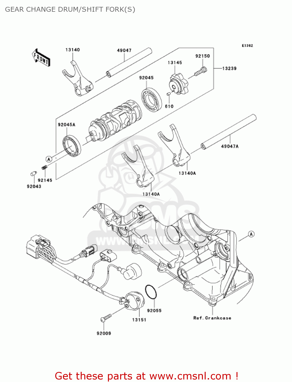 GEAR CHANGE DRUM/SHIFT FORK(S) ZX1000D6F NINJA ZX10R 2006 USA CALIFORNIA CANADA