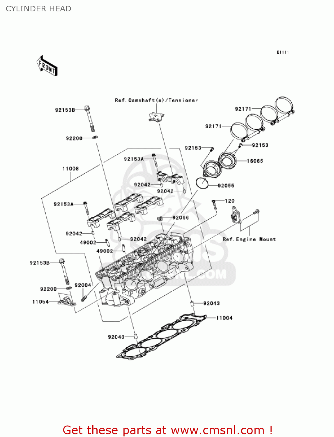 CYLINDER HEAD ZX1000D6F NINJA ZX10R 2006 USA CALIFORNIA CANADA