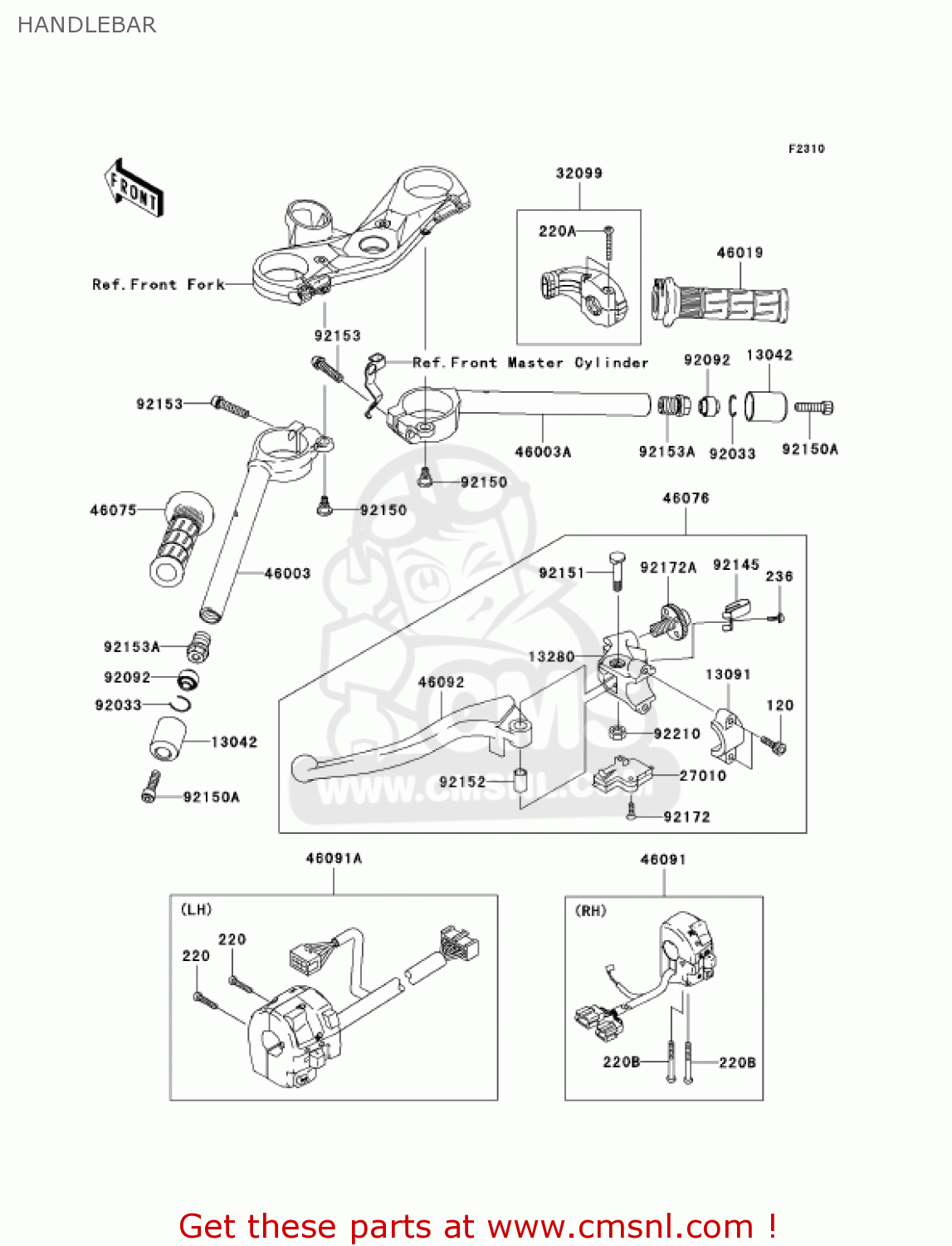 HANDLEBAR ZX1000D7F NINJA ZX10R 2007 USA CALIFORNIA CANADA
