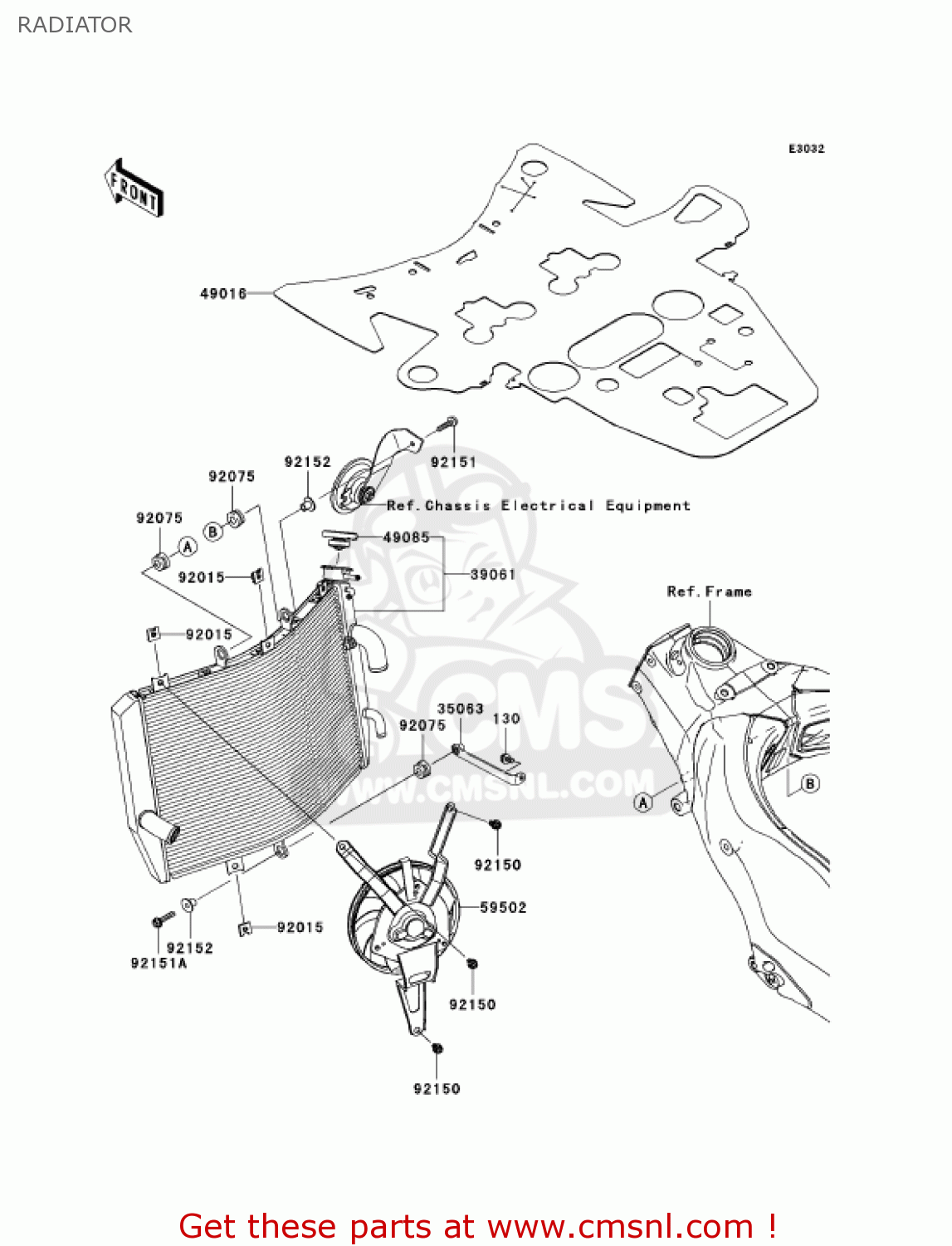 RADIATOR ZX1000D7F NINJA ZX10R 2007 USA CALIFORNIA CANADA