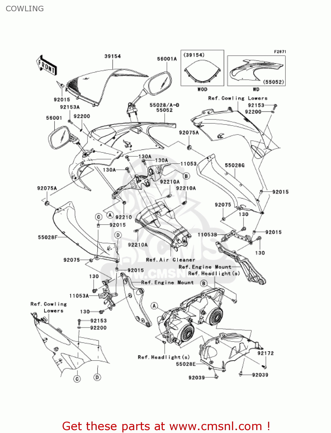 COWLING ZX1000D7F NINJA ZX10R 2007 USA CALIFORNIA CANADA