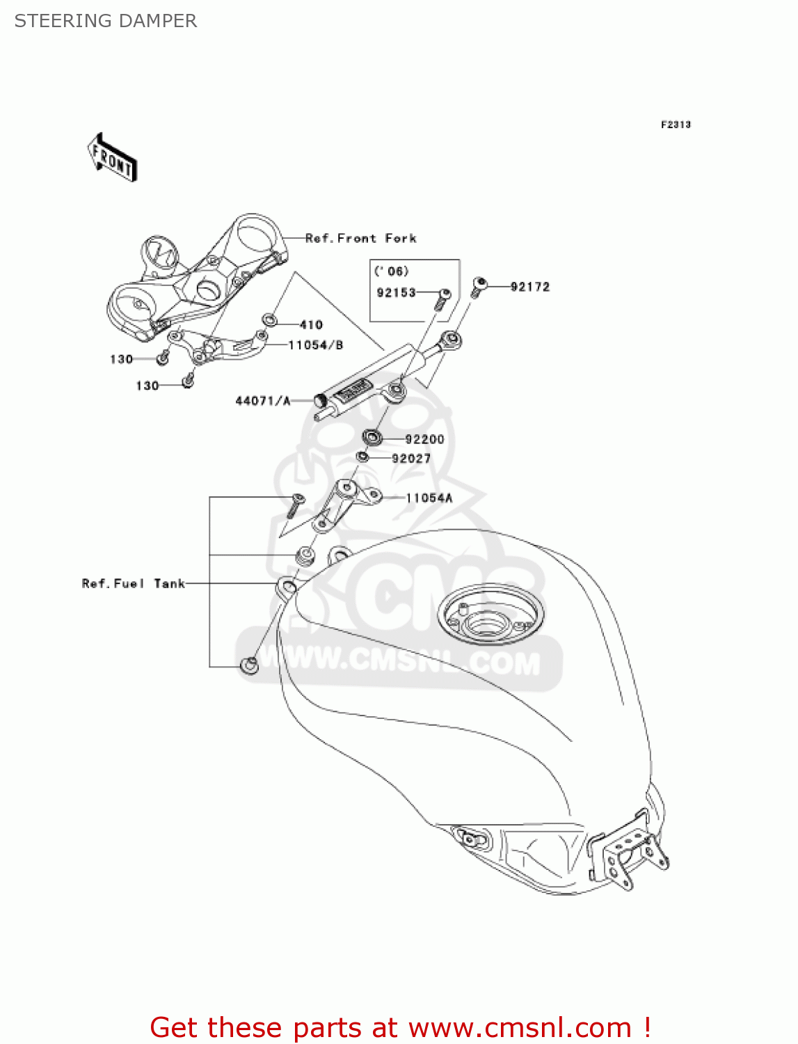 STEERING DAMPER ZX1000D7F NINJA ZX10R 2007 USA CALIFORNIA CANADA