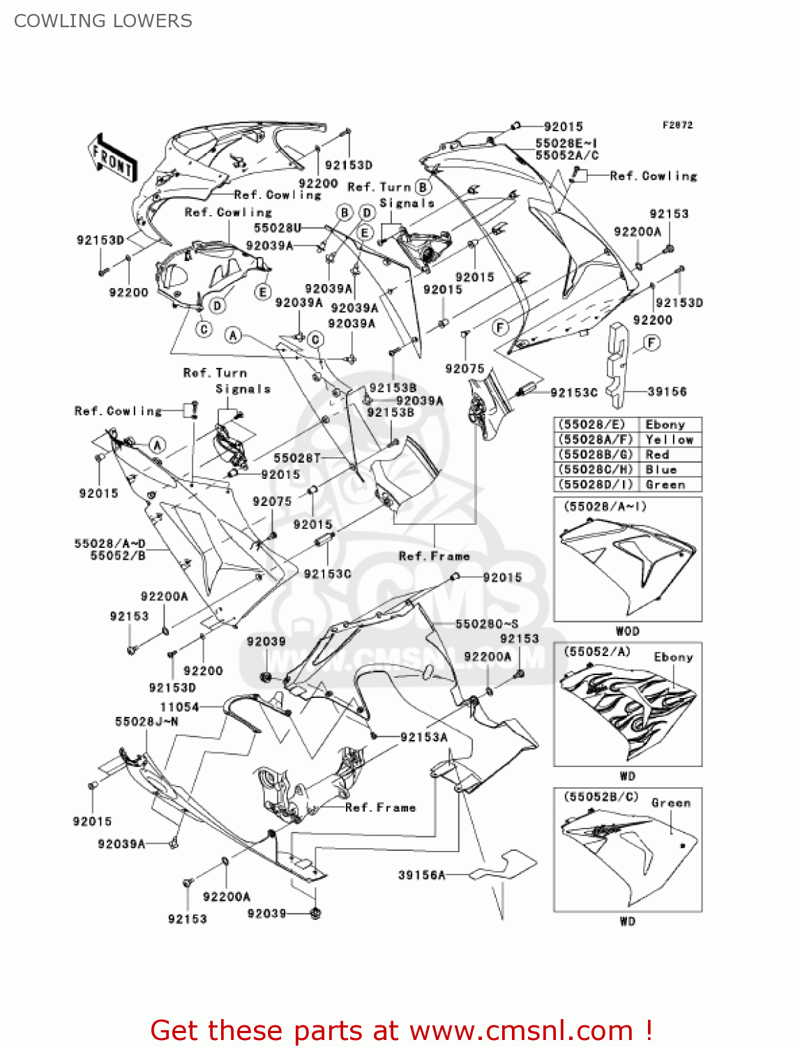 COWLING LOWERS ZX1000D7F NINJA ZX10R 2007 USA CALIFORNIA CANADA
