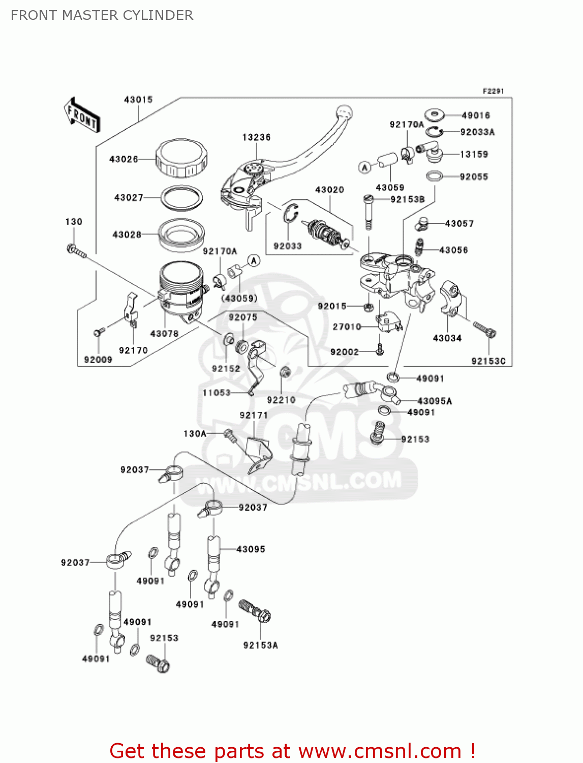 FRONT MASTER CYLINDER ZX1000D7F NINJA ZX10R 2007 USA CALIFORNIA CANADA