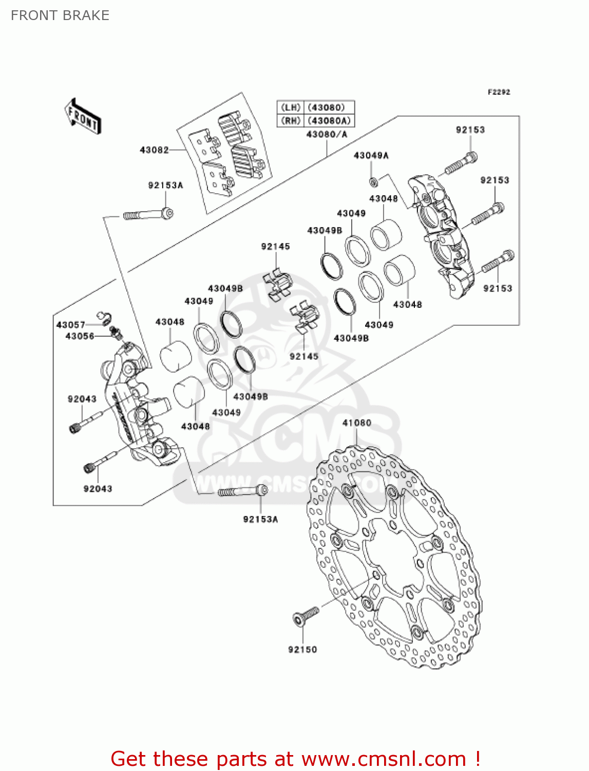 FRONT BRAKE ZX1000D7F NINJA ZX10R 2007 USA CALIFORNIA CANADA