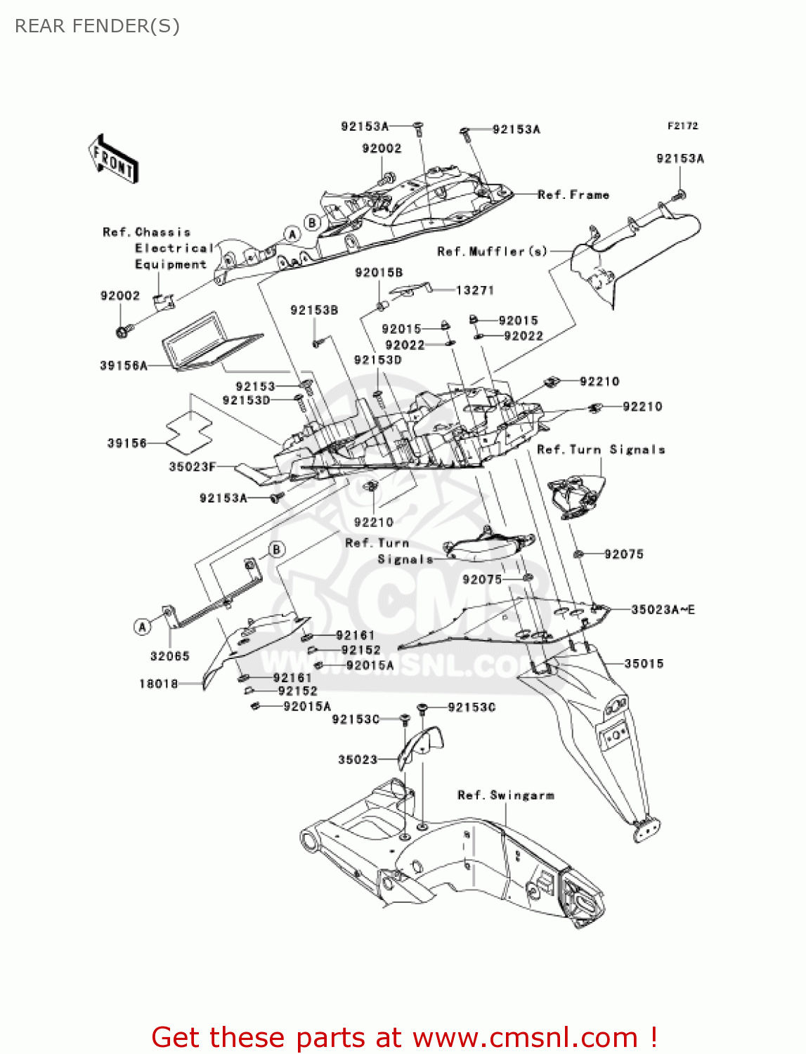 REAR FENDER(S) ZX1000D7F NINJA ZX10R 2007 USA CALIFORNIA CANADA