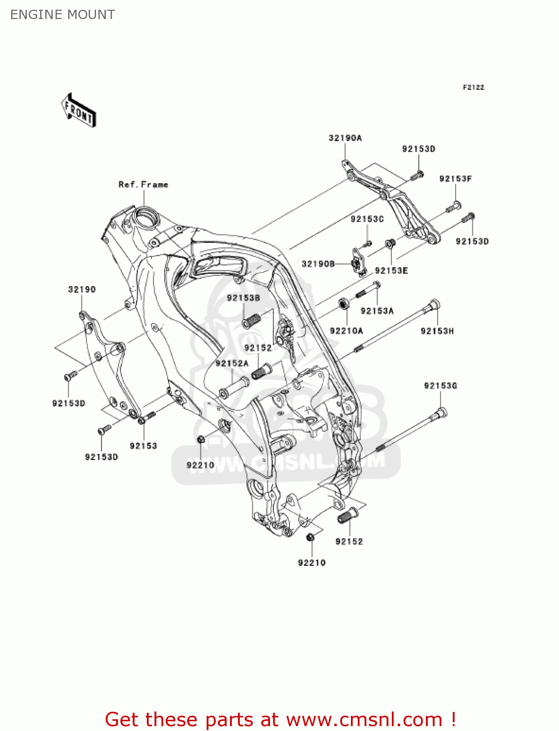ENGINE MOUNT ZX1000D7F NINJA ZX10R 2007 USA CALIFORNIA CANADA