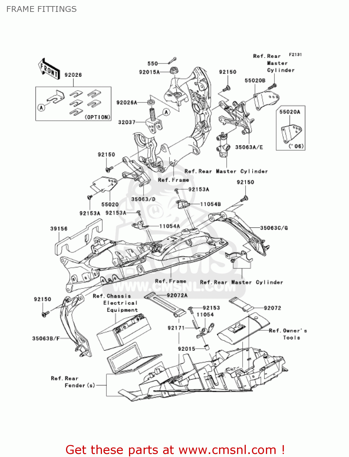 FRAME FITTINGS ZX1000D7F NINJA ZX10R 2007 USA CALIFORNIA CANADA