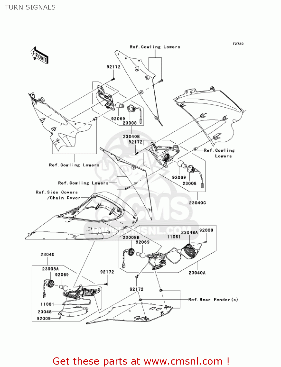 TURN SIGNALS ZX1000D7F NINJA ZX10R 2007 USA CALIFORNIA CANADA