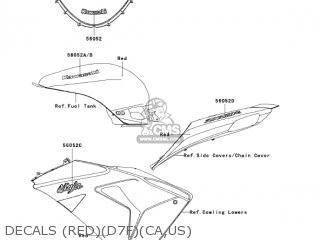 DECALS (RED)(D7F)(CA,US) - ZX1000D7F NINJA ZX10R 2007 USA CALIFORNIA CANADA