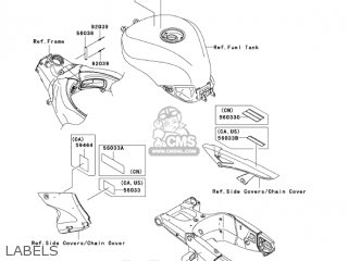 LABELS - ZX1000D7F NINJA ZX10R 2007 USA CALIFORNIA CANADA