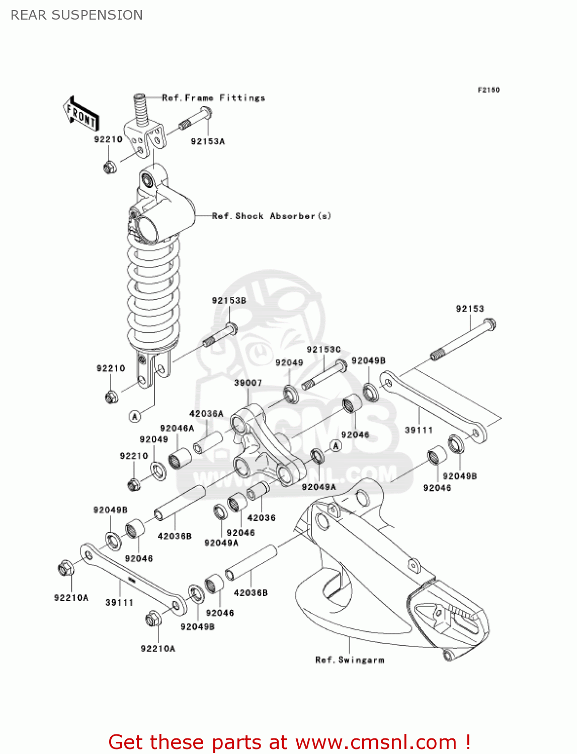 REAR SUSPENSION ZX1000D7FA NINJA ZX10R 2007 USA CALIFORNIA CANADA