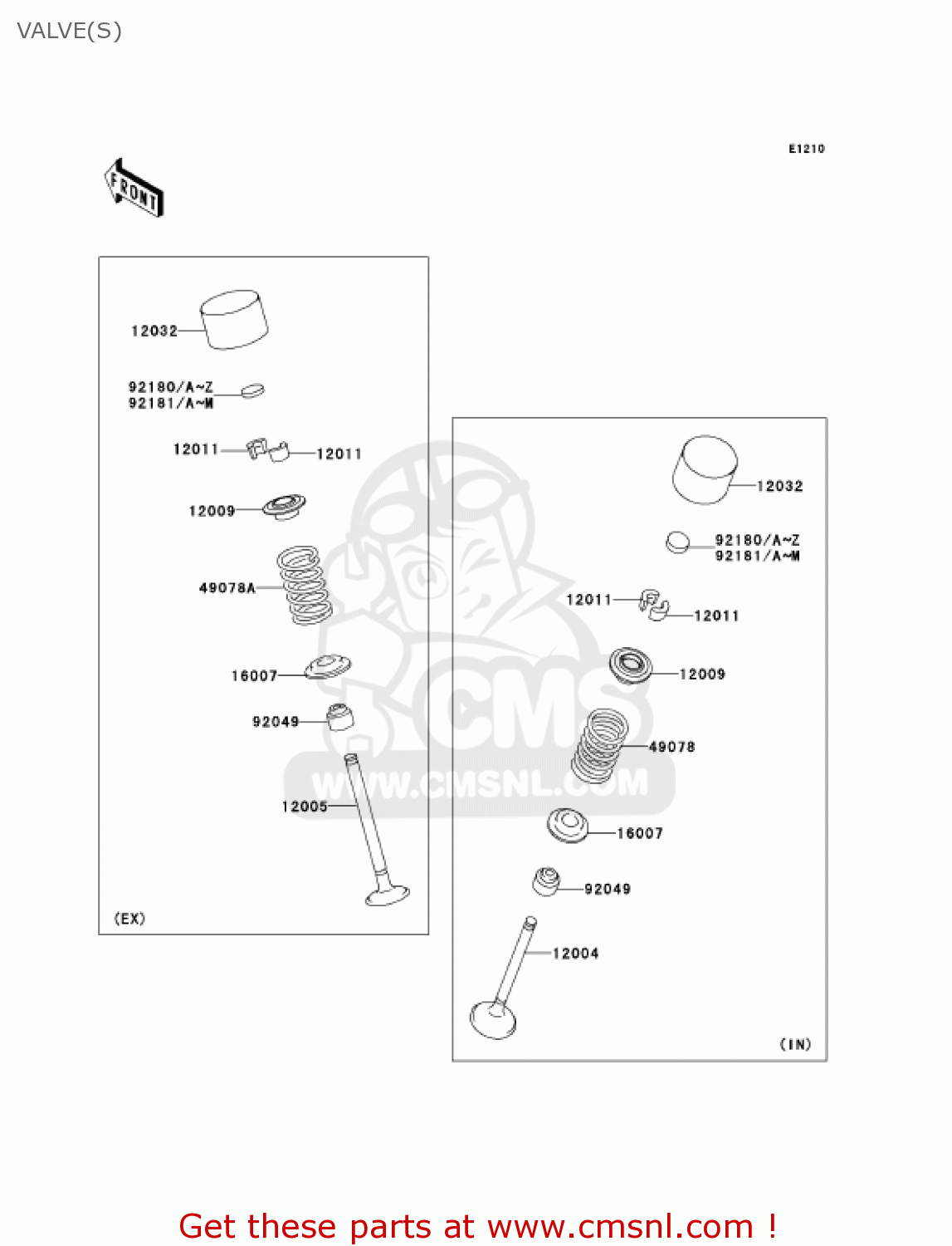 VALVE(S) ZX1000D7FA NINJA ZX10R 2007 USA CALIFORNIA CANADA