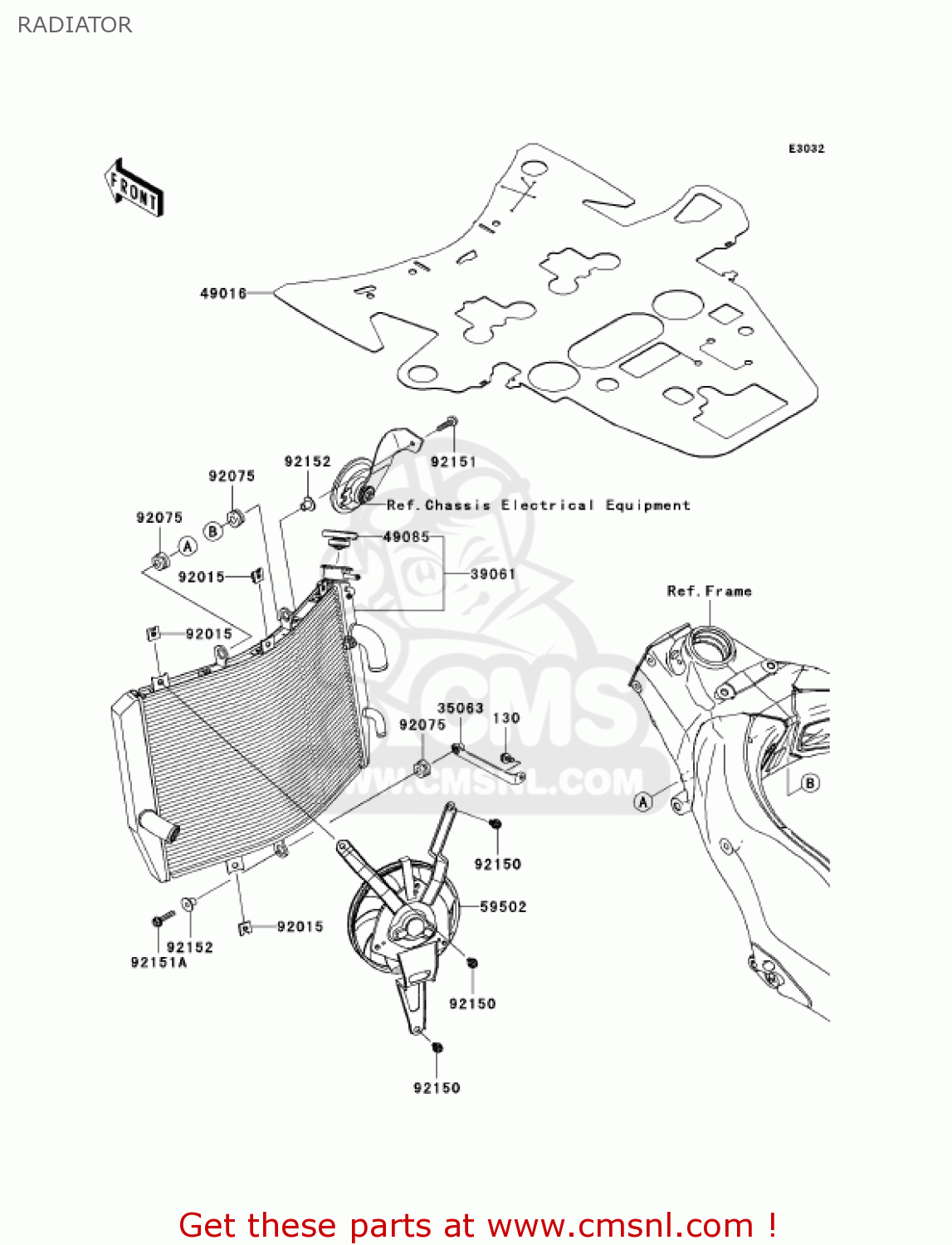 RADIATOR ZX1000D7FA NINJA ZX10R 2007 USA CALIFORNIA CANADA