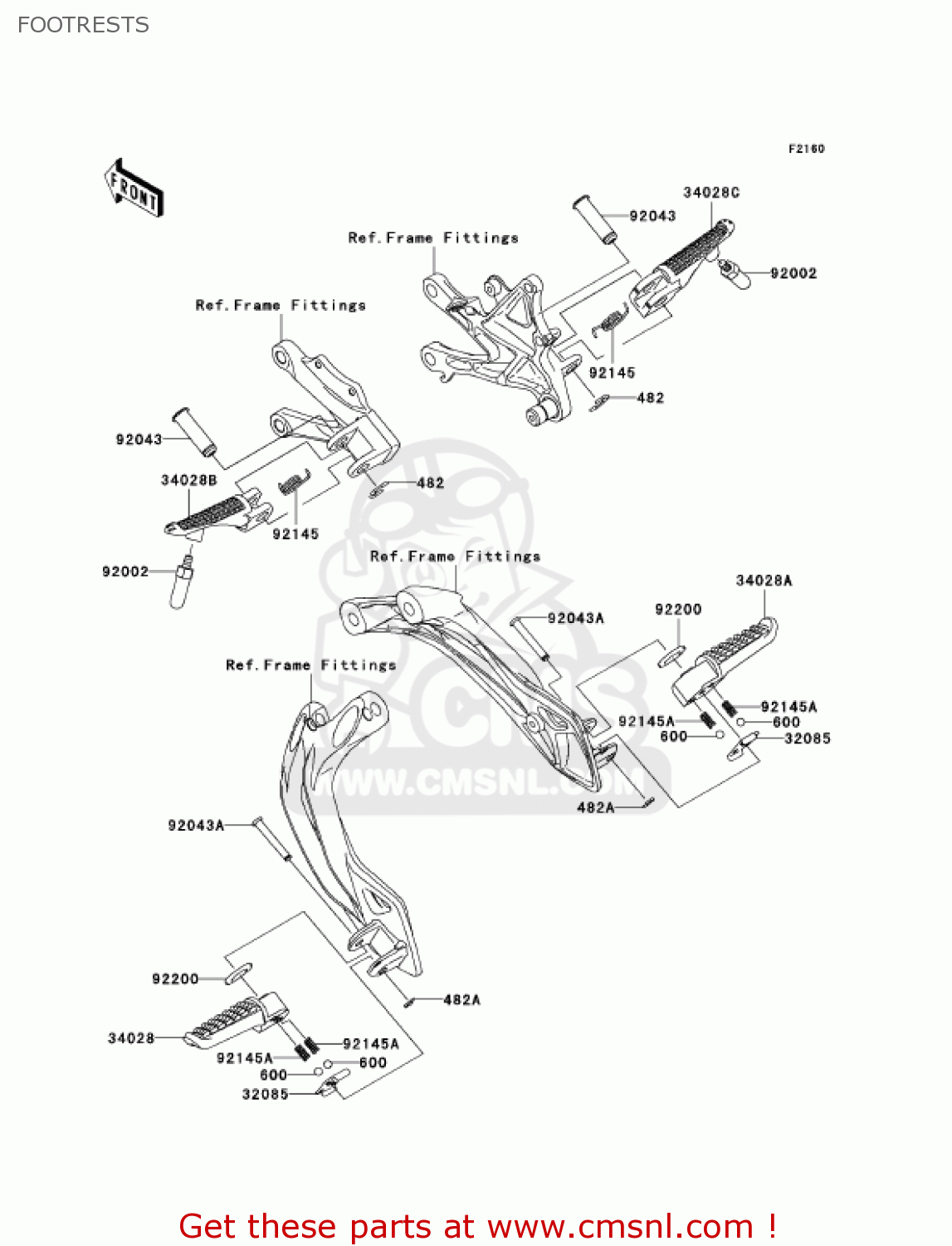 FOOTRESTS ZX1000D7FA NINJA ZX10R 2007 USA CALIFORNIA CANADA