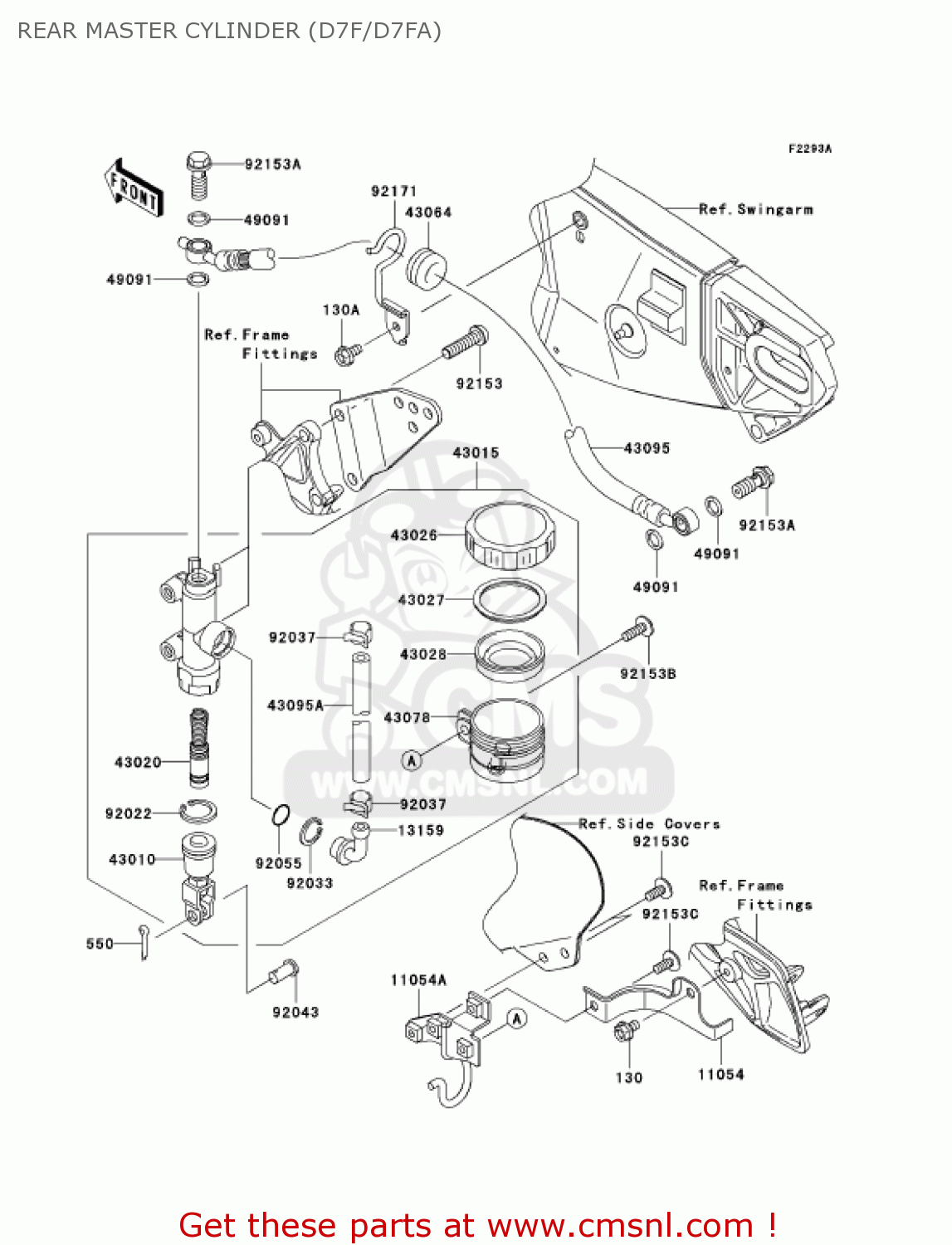 REAR MASTER CYLINDER (D7F/D7FA) ZX1000D7FA NINJA ZX10R 2007 USA CALIFORNIA CANADA